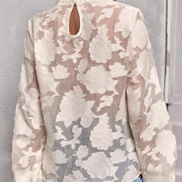 CHIC DOLLC Oblique Leaf Print Blouse Top fall wint - Picture 3 of 7